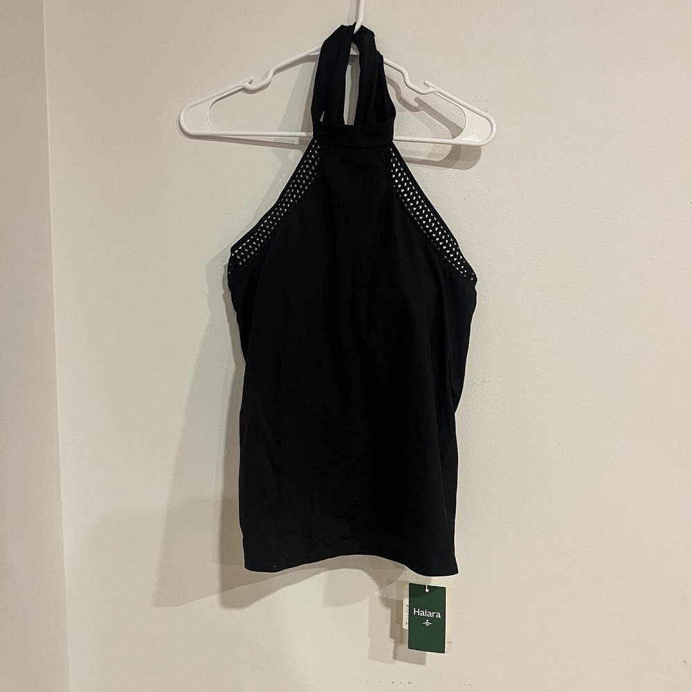 NWT Halara SoftlyZero™ Airy Halter Draped Cool Touch Yoga Top-UPF50+ Black Sz M - Picture 5 of 7
